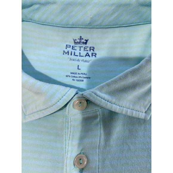 Peter Millar Polo Shirt Mens L Light Blue Short Sleeve Peter Millar Crown - Picture 4 of 8